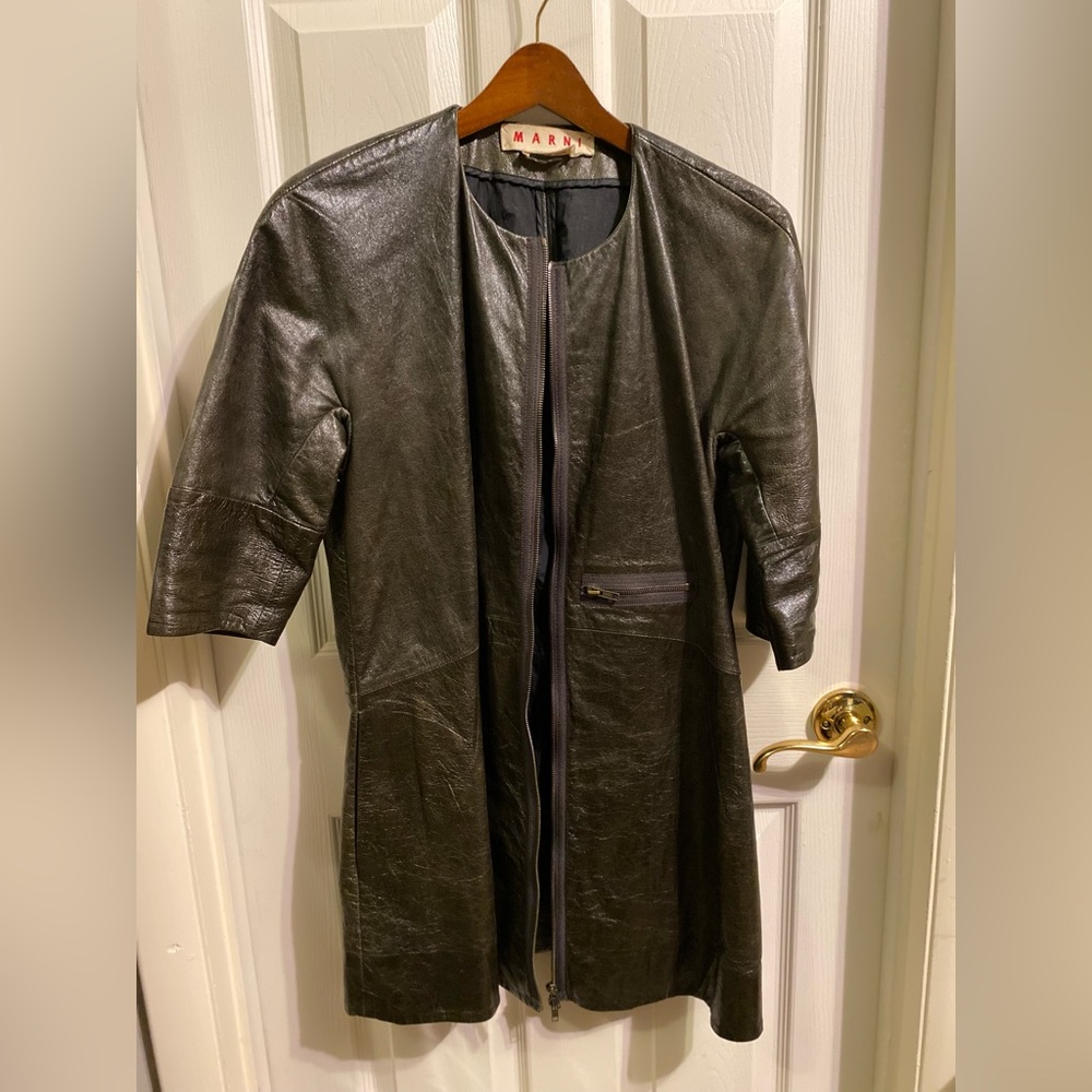 Marni leather jacket 3/4 sleeves 
Size 40 (fits XS-S) 
Originally $4000
